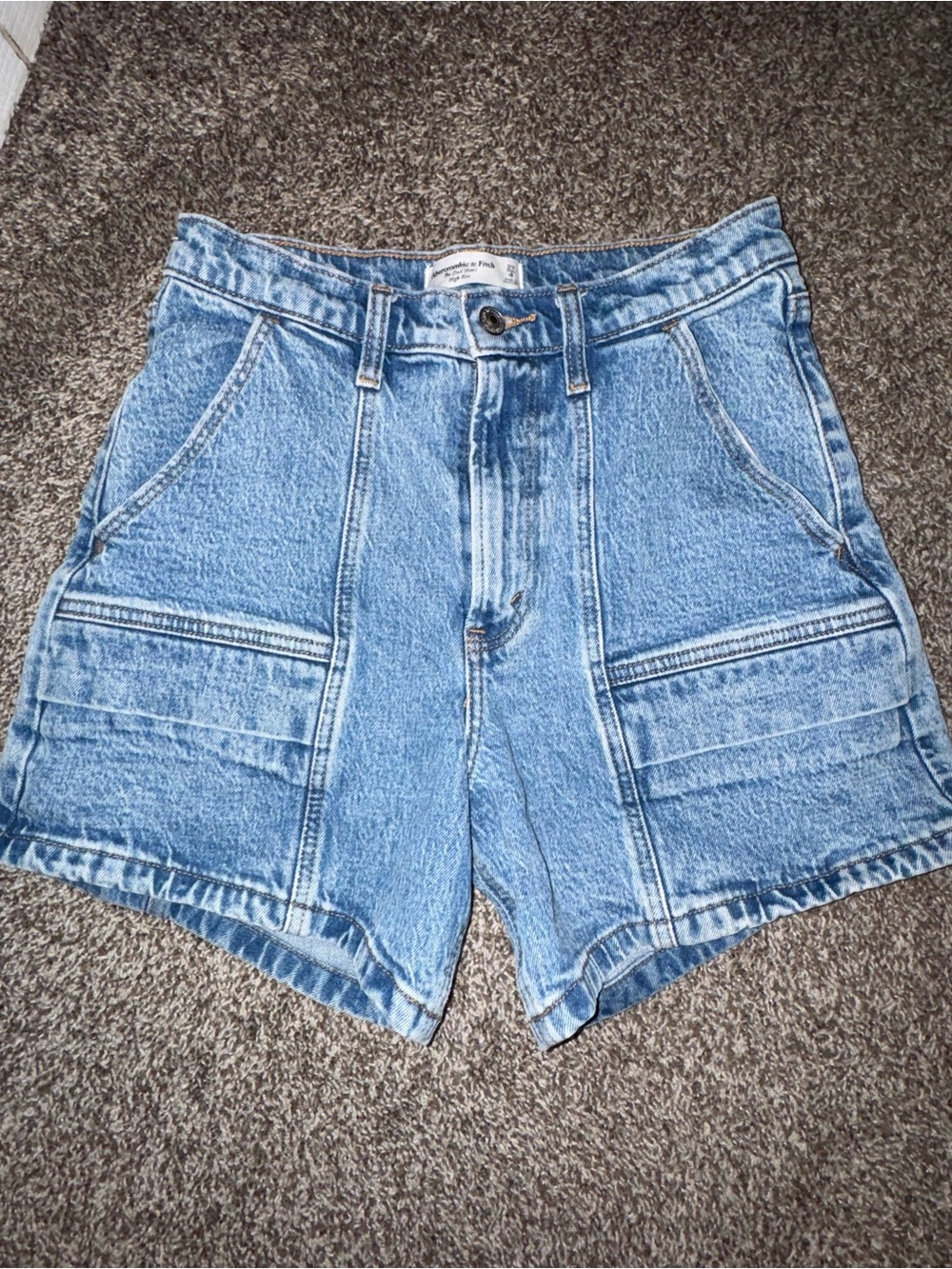 Abercrombie & Fitch Light Blue High-Rise Denim Shorts